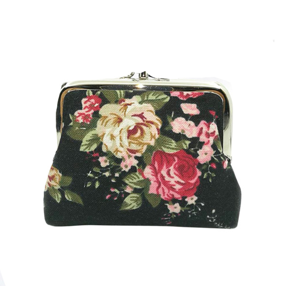 Handbags - Floral Buckle Coin Purse Vintage Look